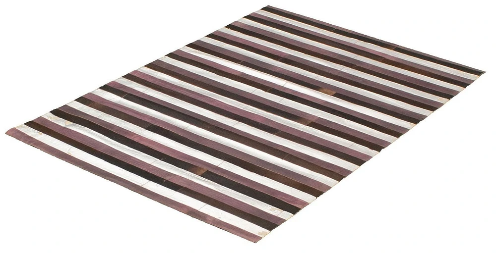 ECARPETGALLERY 3'11" x 6'0" Contemporary Cowhide Patchwork Handmade Area Rug for Living Room, Dining Room and Bedroom in Brown