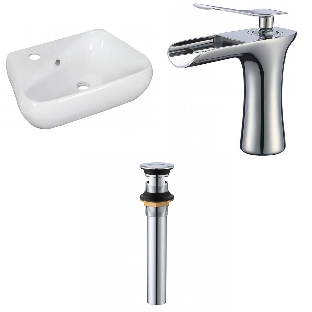 American Imaginations 17.5-in. W Above Counter White Bathroom Vessel Sink Set For 1 Hole Left Faucet AI-34271
