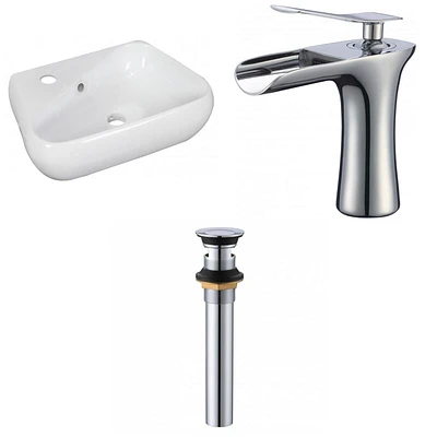 American Imaginations 17.5-in. W Above Counter White Bathroom Vessel Sink Set For 1 Hole Left Faucet AI-34271