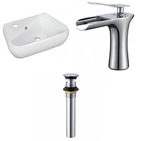 American Imaginations 17.5-in. W Above Counter White Bathroom Vessel Sink Set For 1 Hole Left Faucet AI-34271