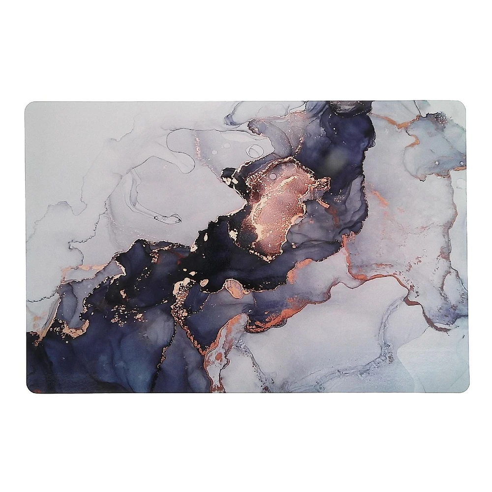 IH Casa Decor Plastic Placemat Marbing Black And Gold - Ensemble De 12