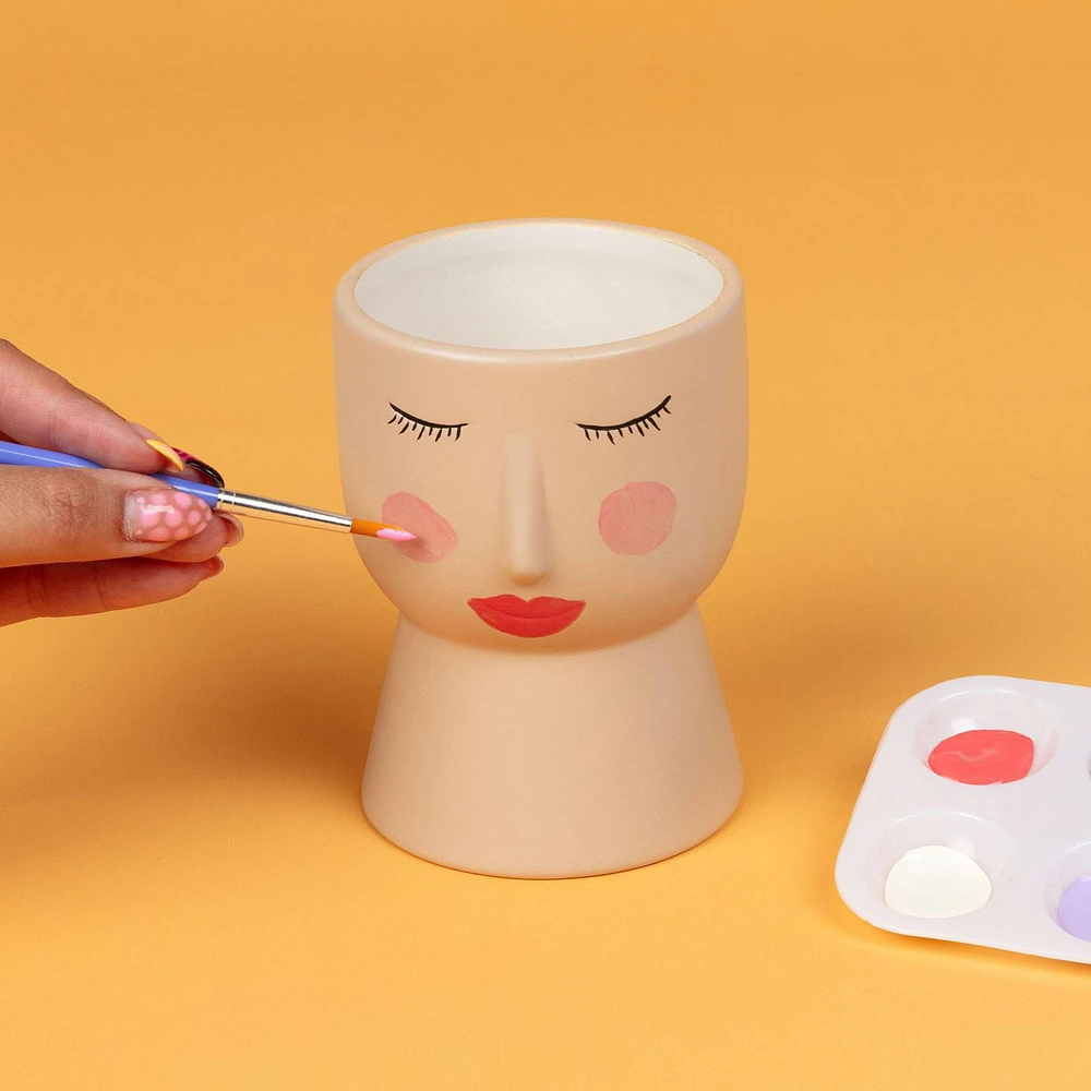Create Basics Paintable Ceramic Face Planter, Paintable Ceramic Face Planter