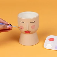 Create Basics Paintable Ceramic Face Planter, Paintable Ceramic Face Planter