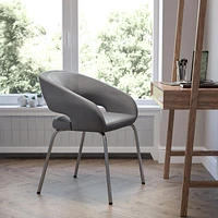 Chaise de réception contemporain auxiliaire en cuir gris de la série Fusion