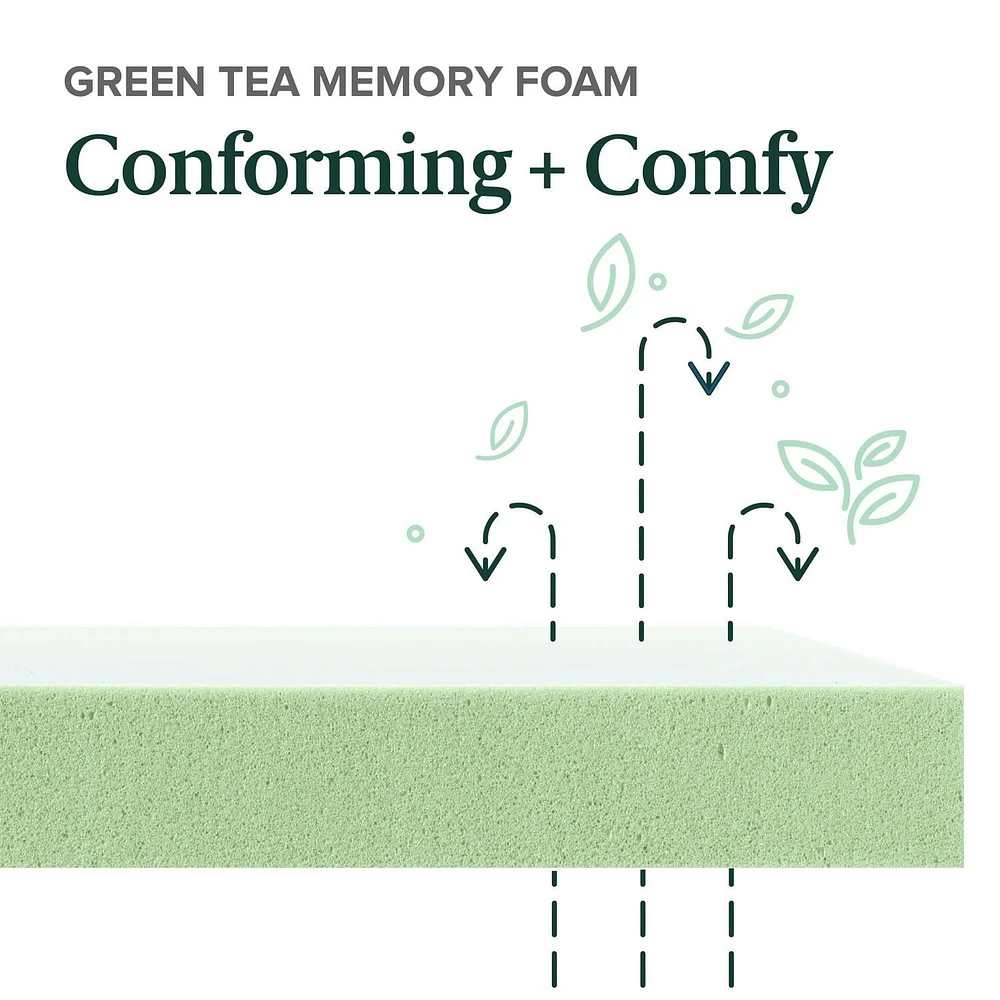Matelas en mousse à mémoire de forme Zinus 8" Green Tea ActivFresh, Bed-in-a-Box avec emballage compact WONDERBOX, certifié CertiPUR-US