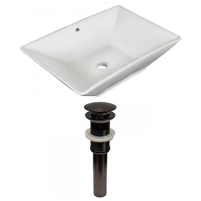 American Imaginations -in. W Above Counter Bathroom Vessel Sink Set For Deck Mount Drilling AI