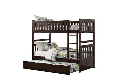 Topline Home Furnishings Lit superposé simple sur simple avec lit gigogne en finition espresso
