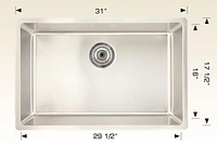 American Imaginations 31-in. Évier de cuisine en acier inoxydable approuvé par W CSA avec 1 bol et calibre 18