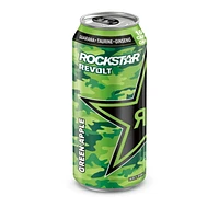 Rockstar Revolt Green Apple Energy Drink, 473mL Can, 473mL