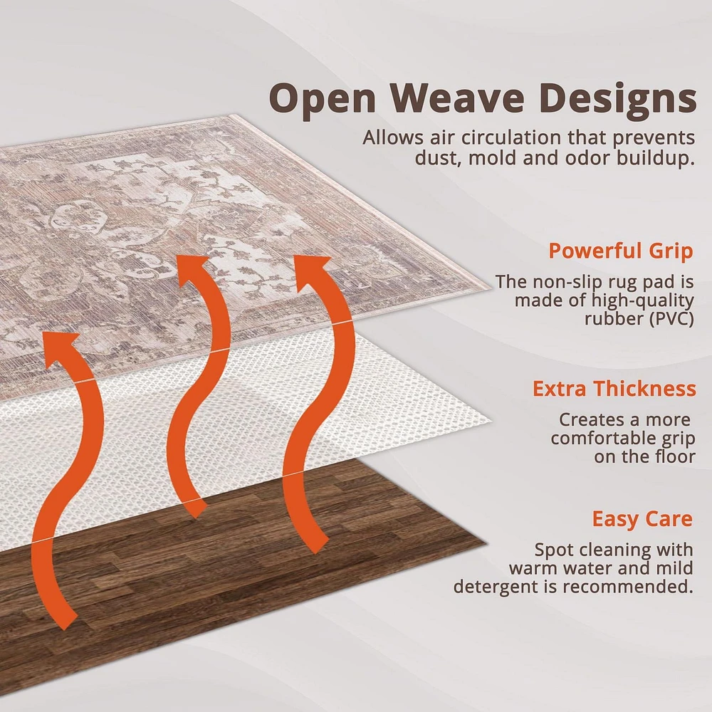 Rug Branch Rug Pad Collection Premium Standard Soft PVC Non-Slip Rug Pads