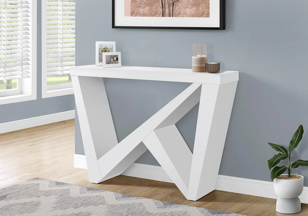 Monarch Specialties Table D'appoint, Console, Entrée, Étroit, Sofa, Salon, Chambre À Coucher, Stratifié, Blanc, Contemporain, Moderne