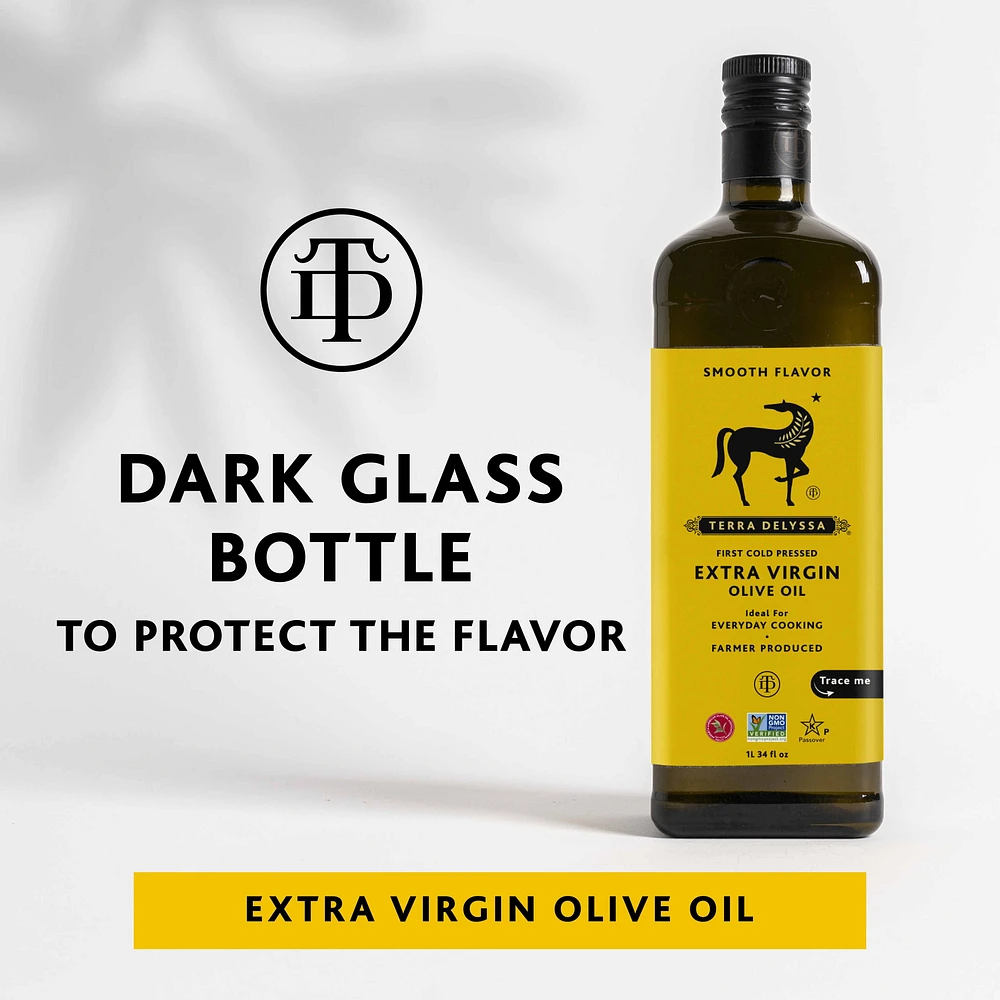 Terra Delyssa Premium Extra Virgin Olive Oil, First Cold Press, Award Winner, 1 L