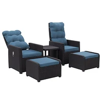 CorLiving Lake Front Ensemble de 5 fauteuils inclinables et repose-pieds en résine tressée antirouille