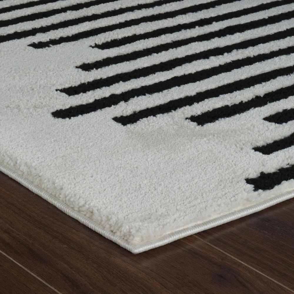Rug Branch Domus Abstract Indoor Area Rug, Cream Black, Modern - Living Room, Bedroom, Dining Room