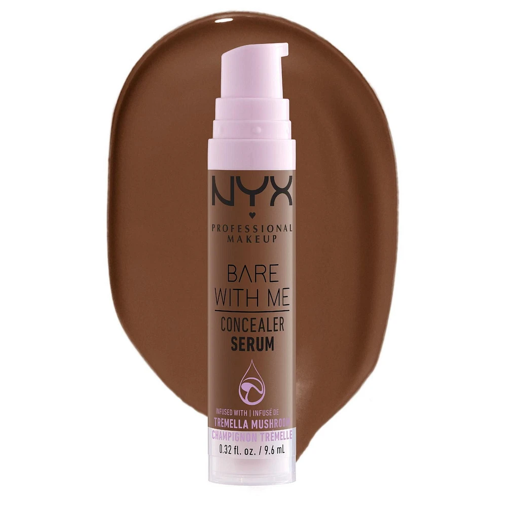 NYX Professional Makeup, Bare With Me, Serum Concealer, 24HR Hydration, Vegan Formula - 02 Light, 9.6mL, Vegan skincare serum concealer