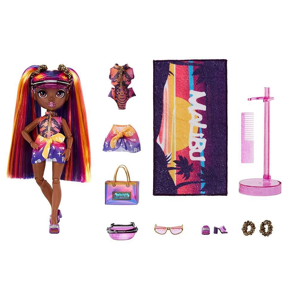 Rainbow High Pacific Coast Phaedra Westward : Poupée-mannequin coucher de soleil (violette)