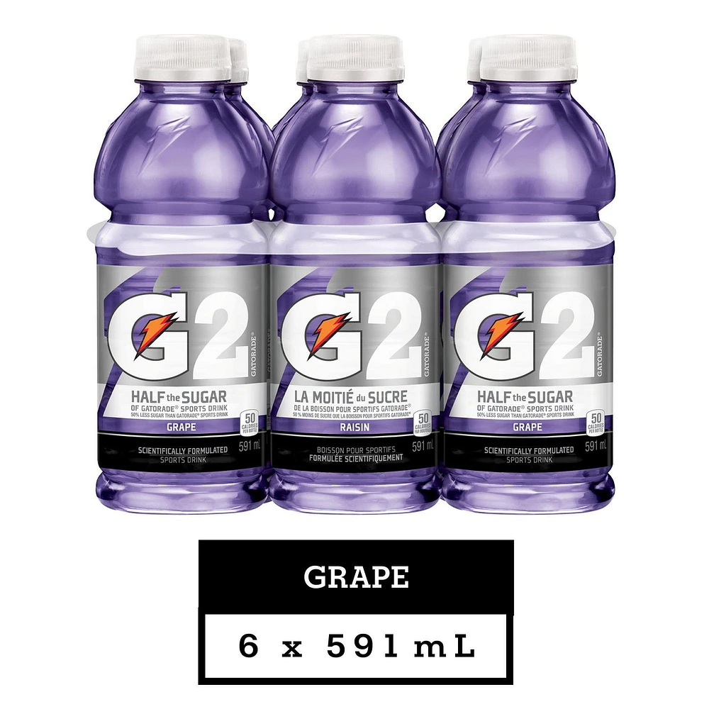 Gatorade G2 Grape Sports Drink, 591 mL Bottles, 6 Pack, 6x591mL