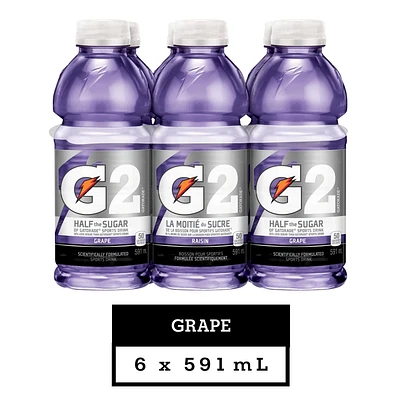 Gatorade G2 Grape Sports Drink, 591 mL Bottles, 6 Pack, 6x591mL