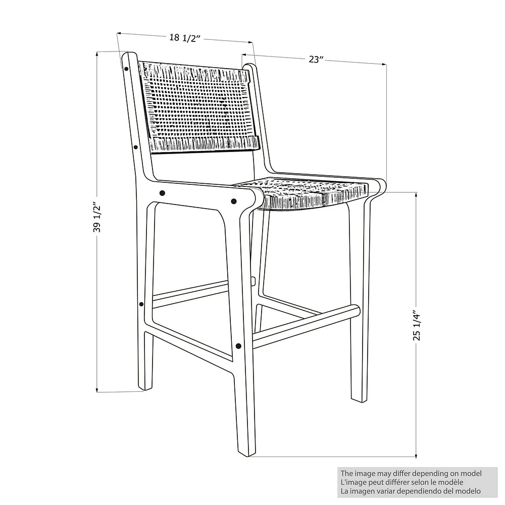 Tabouret en corde tressée et en bois de teck<br><br>