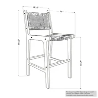 Tabouret en corde tressée et en bois de teck<br><br>