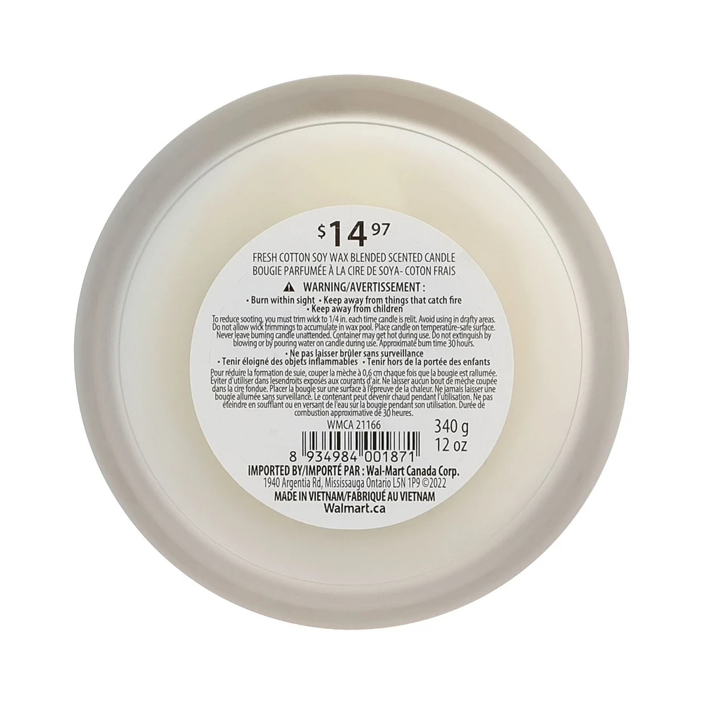 Botanical Light 340g Fresh Cotton Soy Wax Blended Scented Candle, · 12oz<br>· 340g<br>· pack # 1