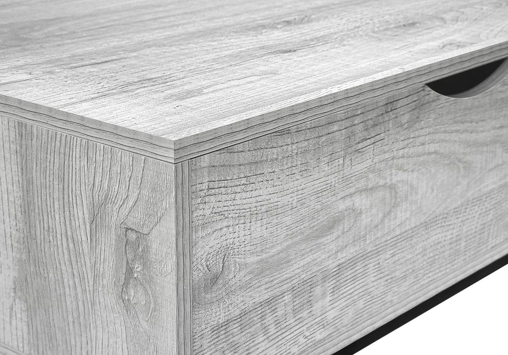 Monarch Specialties  Table Basse, 42" L, Rectangulaire, Cocktail, Toit Relevable, Gris, Métal Noir, Contemporain, Moderne