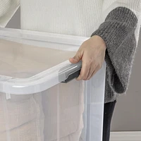Sterilite Boîte de Rangement avec Couvercle à Charnière 75L Gris Plat 75L