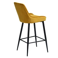Homylin Ensemble de deux tabourets de bar modernes de hauteur de comptoir, 29", avec sièges rembourrés et dossiers, pieds en métal noir et repose-pieds, parfaits pour le bar à domicile et l'îlot de cu
