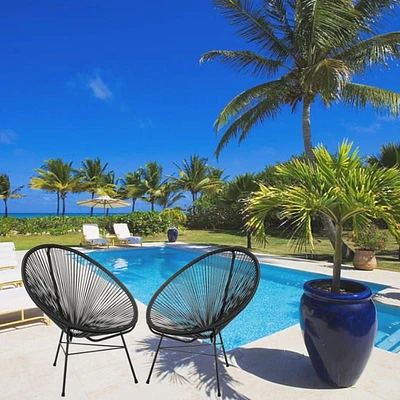 Costa Lounge Chair, Wire Lounge Chair, Plastic Lounge Chair, Beach Lounge Chair, Indoor-Outdoor Lounge Chair,Acapulco style Rattan,Weather Resistant,Patio Lounge Chair, Oval Lounge Chair