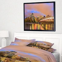 Design Art Calgary at Night Framed Canvas Art Print