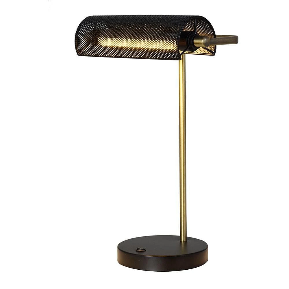 Lampe de banquier à DEL hometrends à treillis métallique  avec accents laiton antique