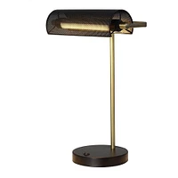 Lampe de banquier à DEL hometrends à treillis métallique  avec accents laiton antique