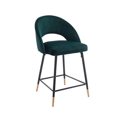 TABOURET DE COMPTOIR EN VELOURS DE COULEUR VERTE