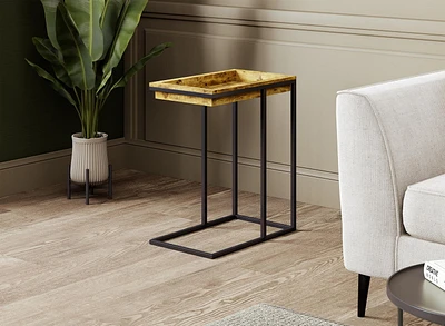 Table d'appoint. Table de bout pour salon. Table de chevet ou table de nuit. Petite table d'entrée. Facile à assembler. Aspect bois recyclé.
