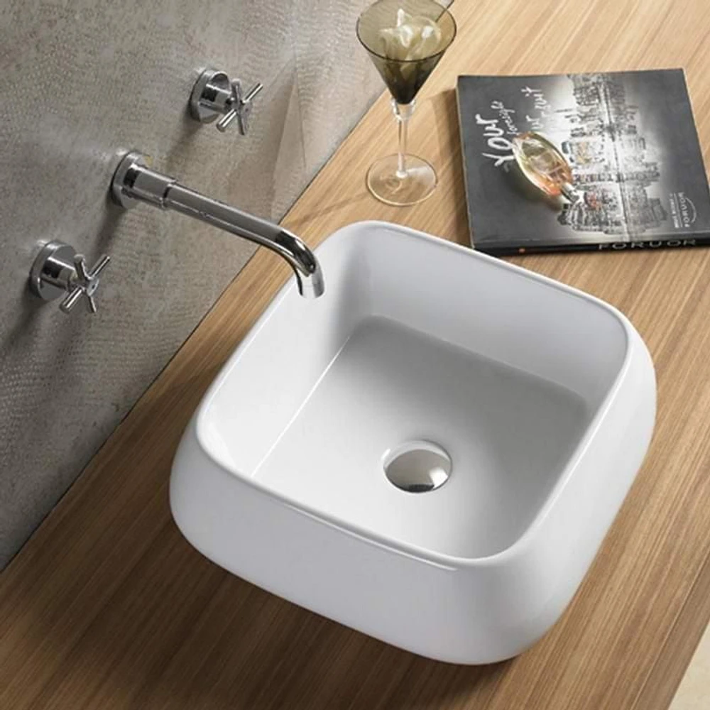 American Imaginations AI-28576 16,14 pouces W au-dessus du navire blanc de compteur pour le perçage de bâti de plate-forme de bâti de plate-forme