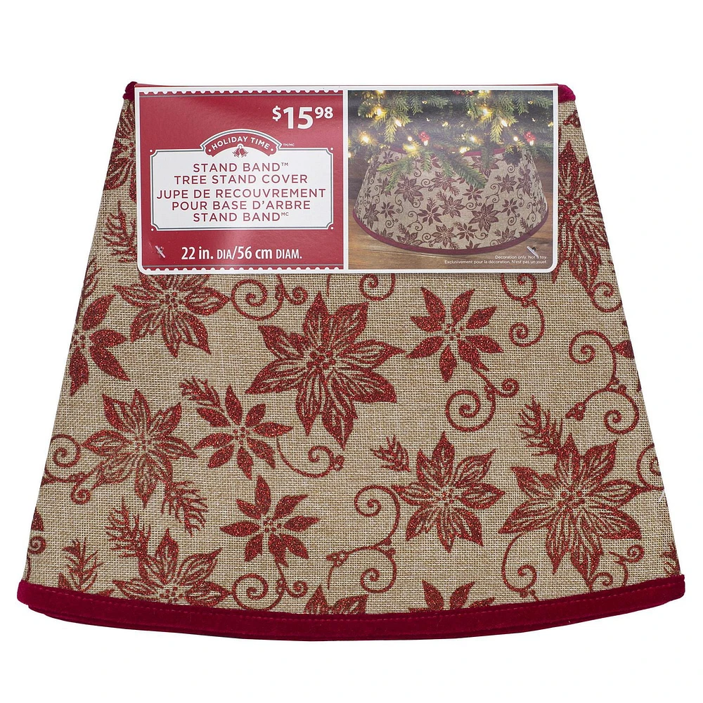 Holiday Time Red Poinsettia Stand Band™ Tree Stand Collar