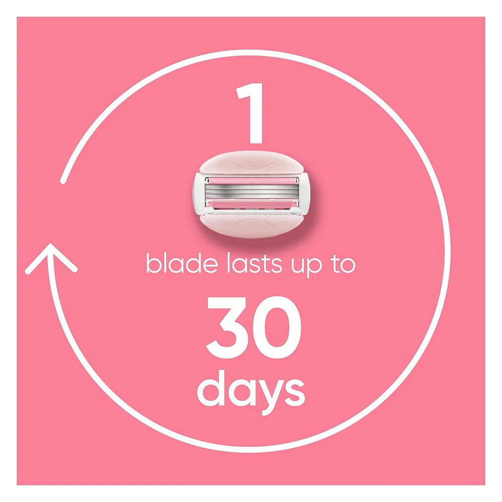 Venus ComfortGlide White Tea Women's Razor Blades, with Built-in Shave Gel Bars, 4 Razor Blade Refills, 4CT
