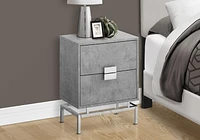 Monarch Specialties Accent Table, Side, End, Nightstand, Lamp, Storage Drawer, Living Room, Bedroom, Grey Laminate, Chrome Metal, Contemporary, Modern