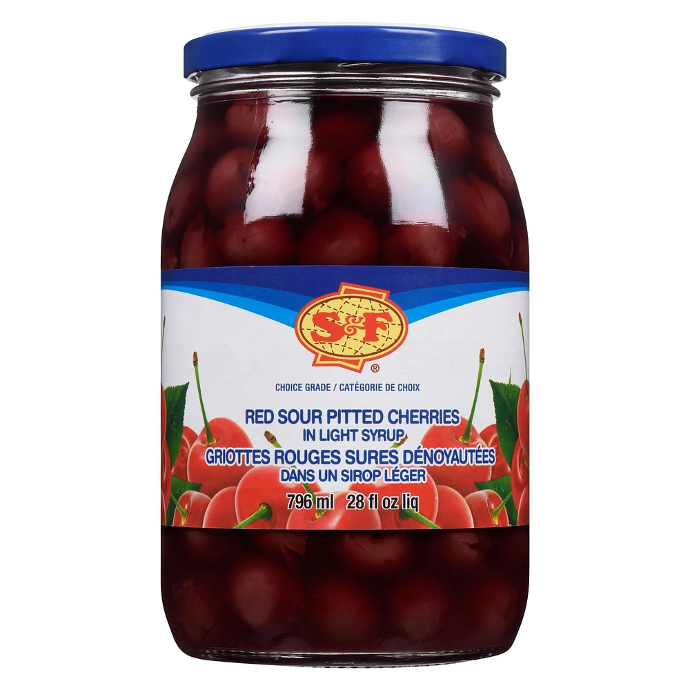 S&F Red Sour Pitted Cherries, 796 mL