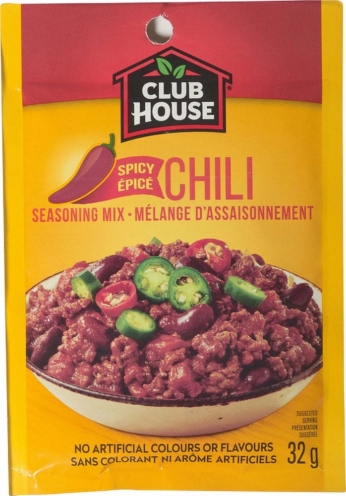 Club House, Dry Sauce/Seasoning/Marinade Mix, Hot'N Spicy Chili, 32g