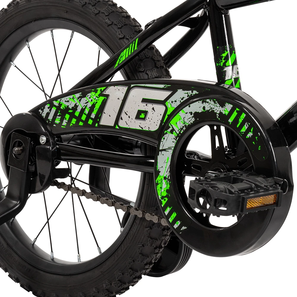 Le Rock It de Huffy ,16 pouces, vélo pour garçons avec roues d’entraînement, noir 4-6 ans
