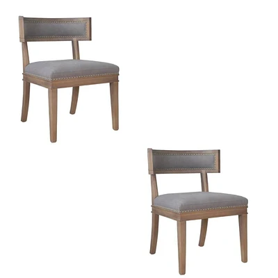 Chaise de salle à manger romaine en bois massif et revêtement vintage SET DE 2