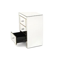 Nightstand, Nightstand, Mirrored Nightstand, Bedroom Nightstand, MDF Nightstand, Mirrored Nightstand, Three Drawer Nightstand, Mirrored Nightstand with Clear Knobs