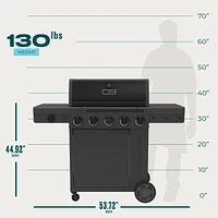 Barbecue à gaz Performance Series FlavorMax 5 brûleurs avec armoire, brûleur latéral et plaque de cuisson de 12 pouces. Performance Series FlavorMax 5 brûleurs