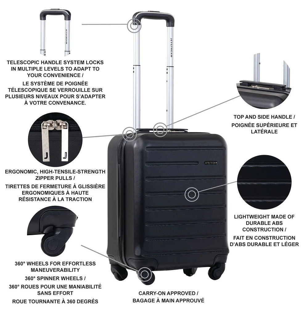 JetStream® Carry On Hardside Rolling Luggage with 3 Packing Cubes, Carry On Suitcase with Spinner Wheels