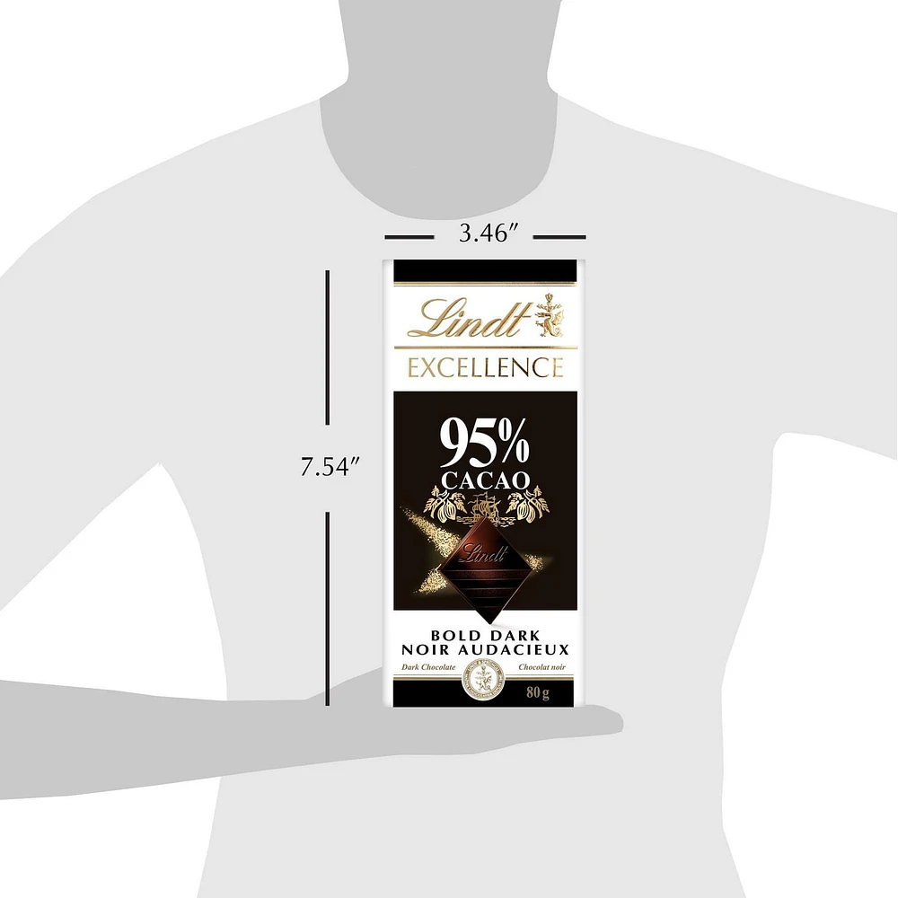 Lindt EXCELLENCE 95% Cacao Dark Chocolate Bar, 80 Grams, 80 g