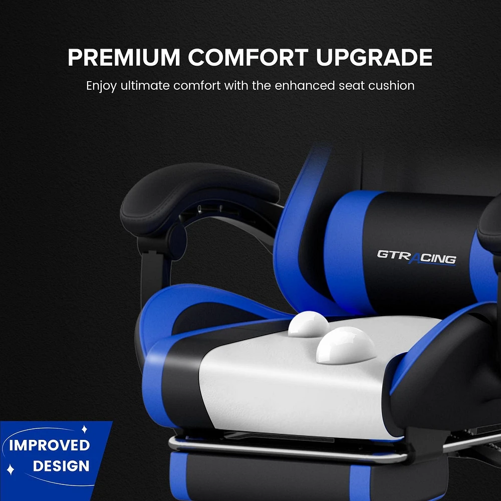 Chaise de jeu ergonomique GTRACING GTWD-200 avec coussins réglables et repose-pieds