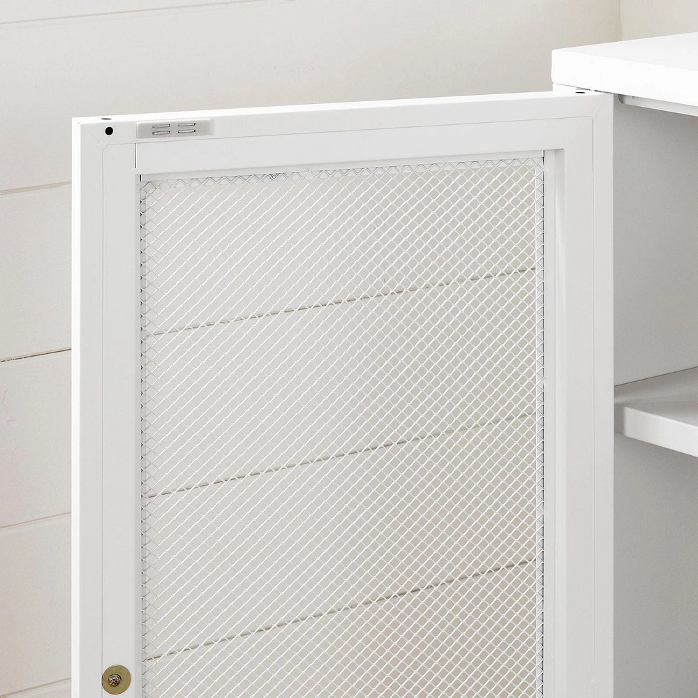 South Shore Crea Metal Mesh 2 Door Accent Cabinet Pale Yellow