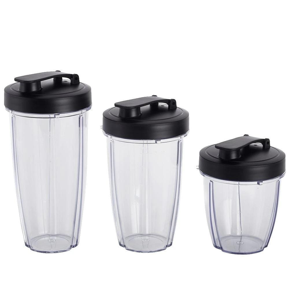 Ensemble de mixeur Mainstays de 10 pièces, noir, 300 W, avec 3 pots (10 onces, 16 onces, 18 onces), 2 couvercles à boire, lame en acier inoxydable