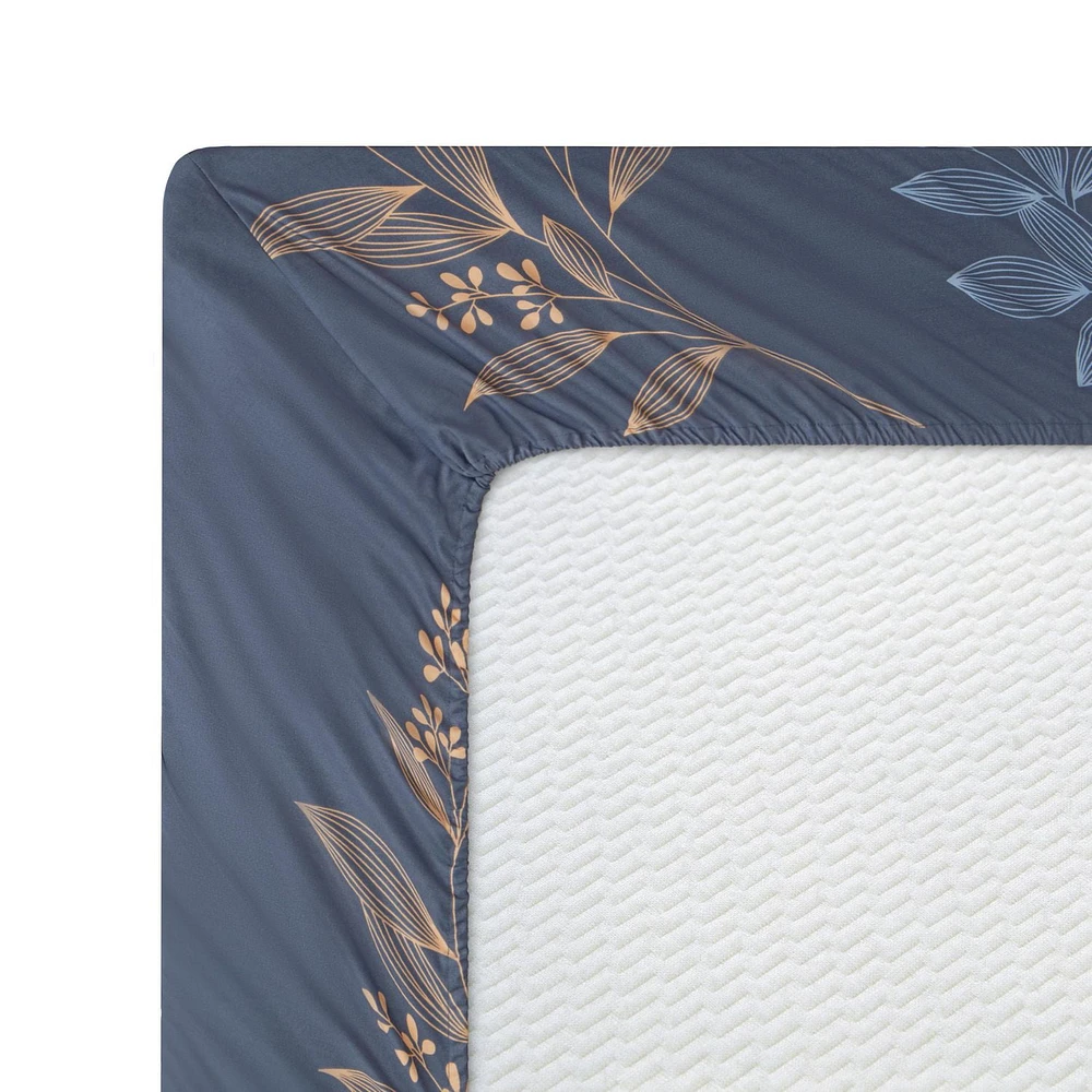 Ensemble de literie Marina Décoration ultra douce, soyeuse et riche en rayonne de bambou imprimée, toutes saisons, housse de couette, drap-housse, avec fermeture éclair et lien d'angle, motif floral r
